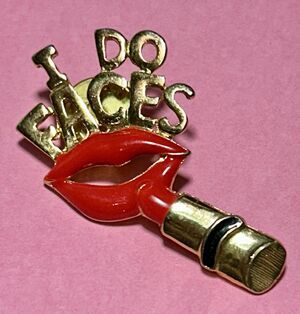 I Do Faces Makeup Artist Cosmetologist Gold Tone& Red Lapel Pin